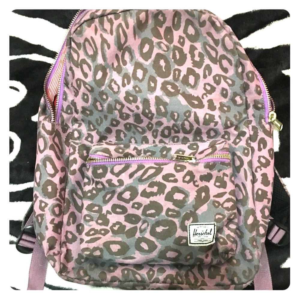 Purple leopard print Herschel backpack